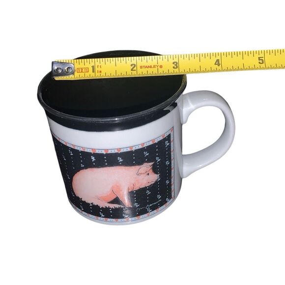 Vintage Otagiri Japan Raised Embossed Pink Pig Heartprint Stoneware Mug Cup - Picture 12 of 12